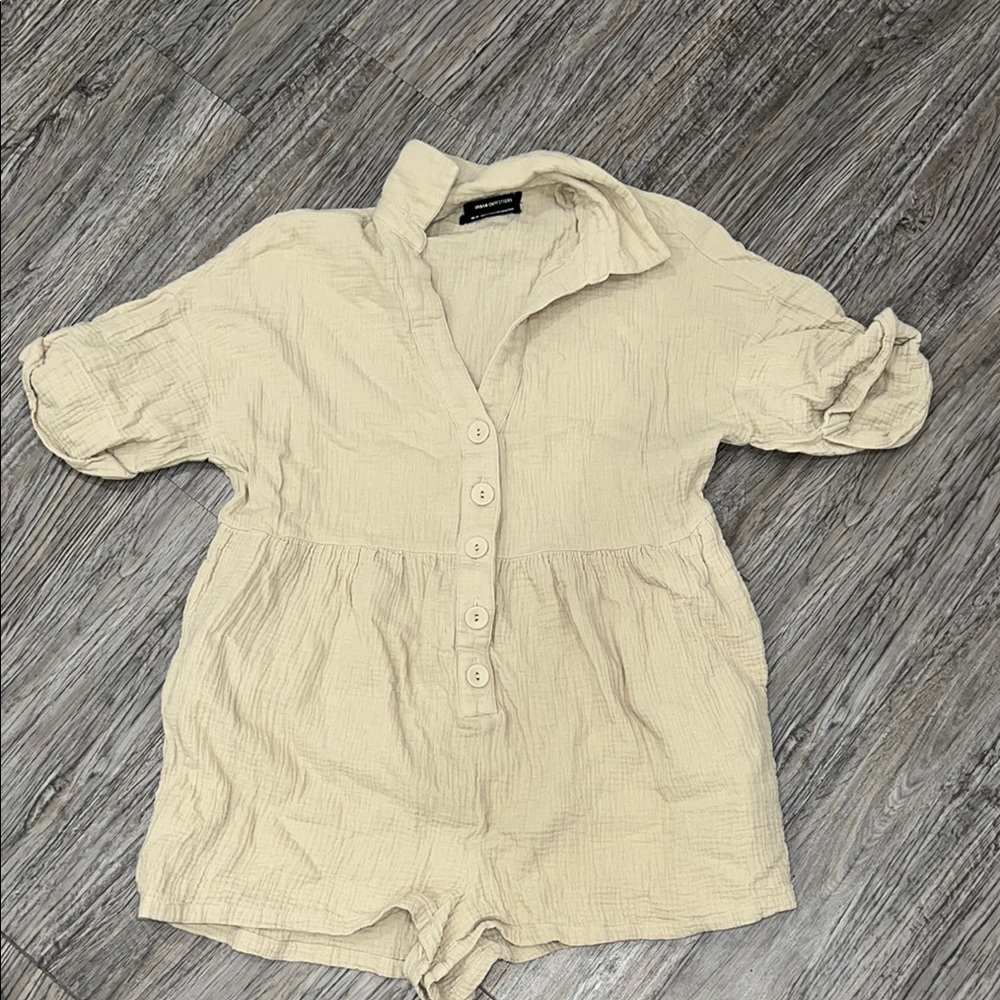 Urban Outfitters Beige Button-Up Romper